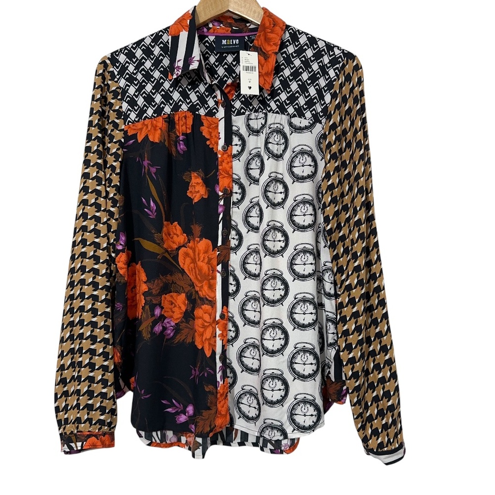 NWT Maeve Anthropology Womens Abstract Mixed Print Shirt Size M Orig $148